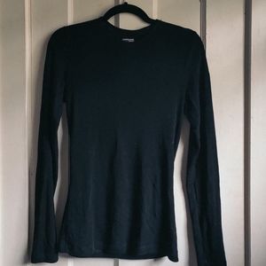 Icebreaker Women's Merino 175 Everyday Long Sleeve Crewe Thermal Top Black EUC